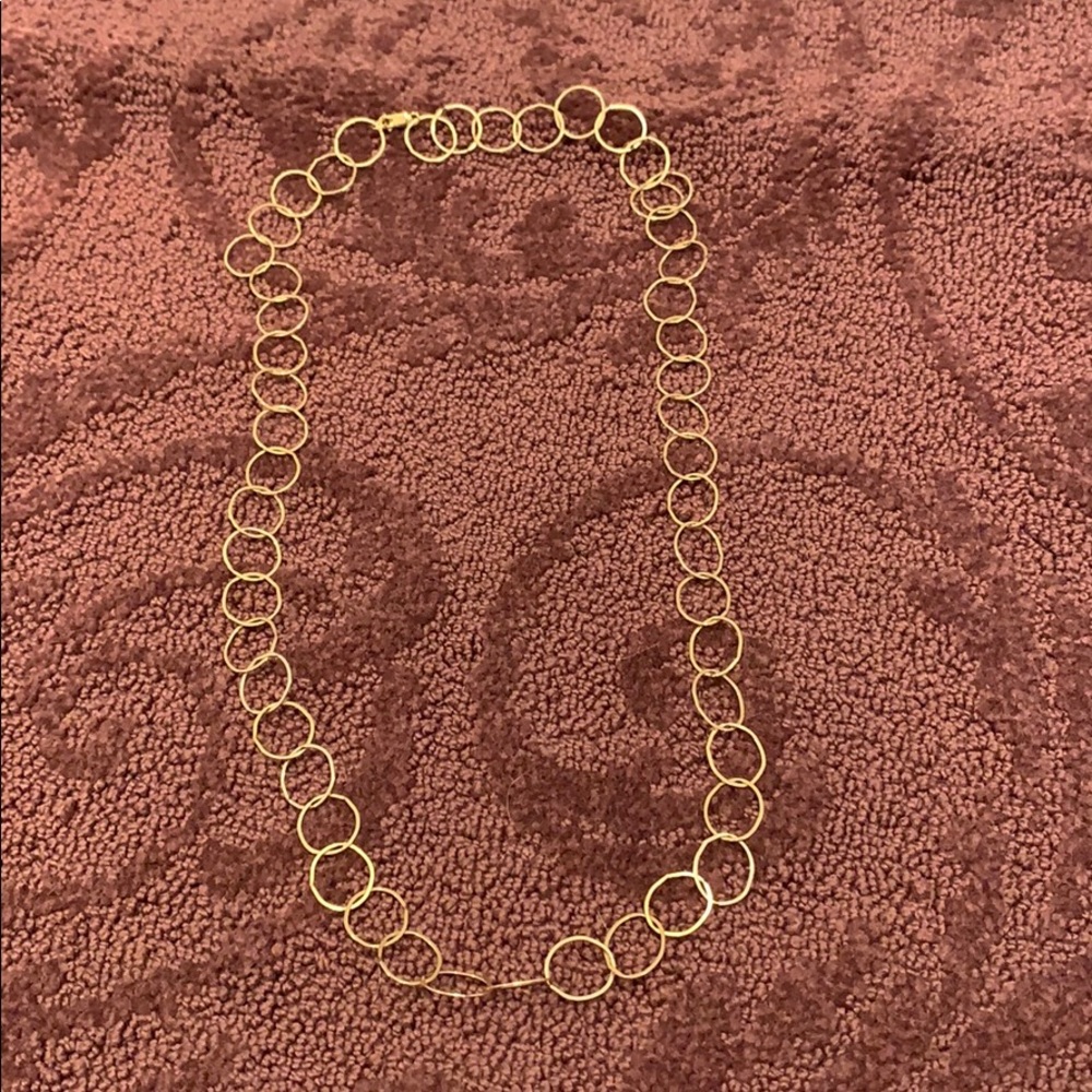 Gold circle necklace long chain